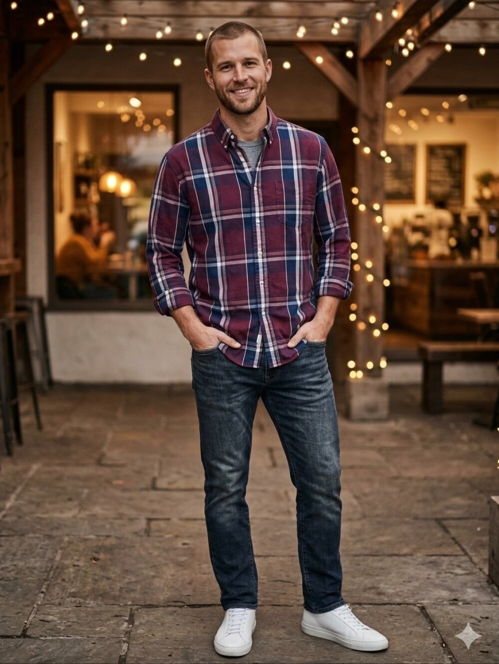 Ralph Lauren Burgundy & Navy Plaid Button-Down Shirt